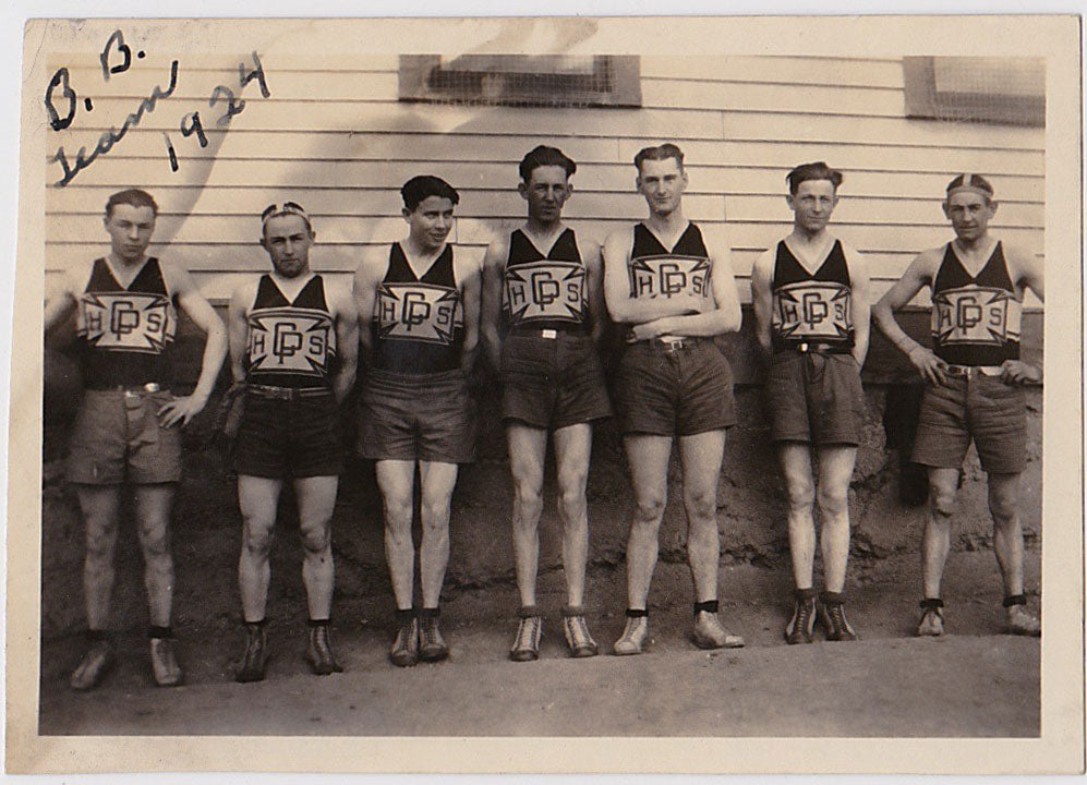 Vintage photo men in rows, CPHS B.B. Team, 1924