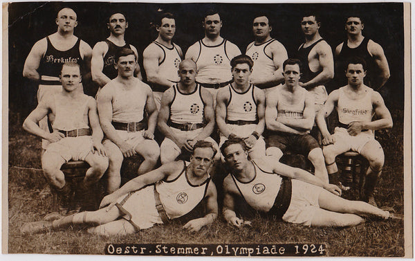 German wrestling team 1924 Olympics, Vintage Sepia Photo