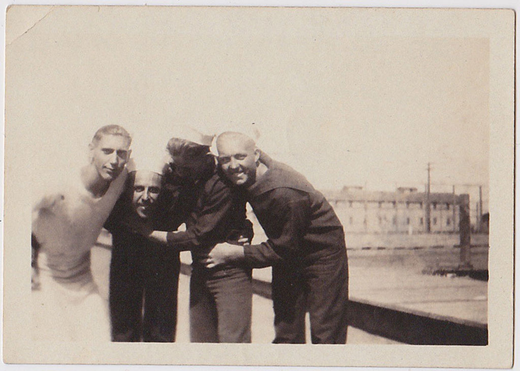 4 sailors at Mare Island Barracks, vintage photo
