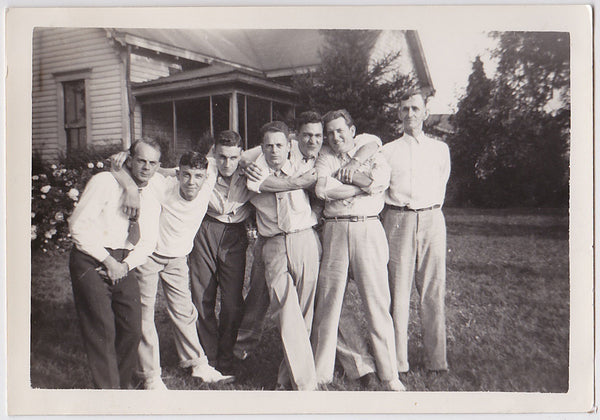 Mugging for the Camera: Men in Rows vintage photo