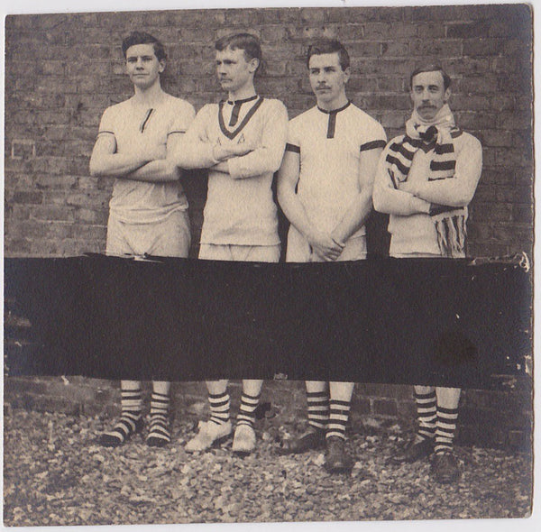four men in horizontal stripes vintage photo