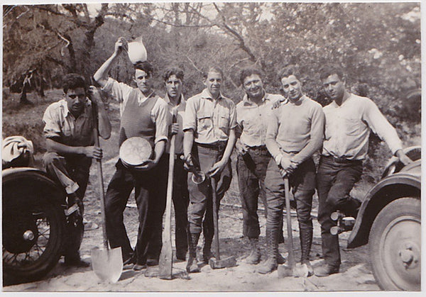 seven young guys work crew vintage snapshot