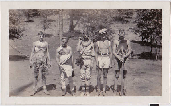 Bizarre doesn't begin to describe the costumes worn by these five young guys vintage snapshot