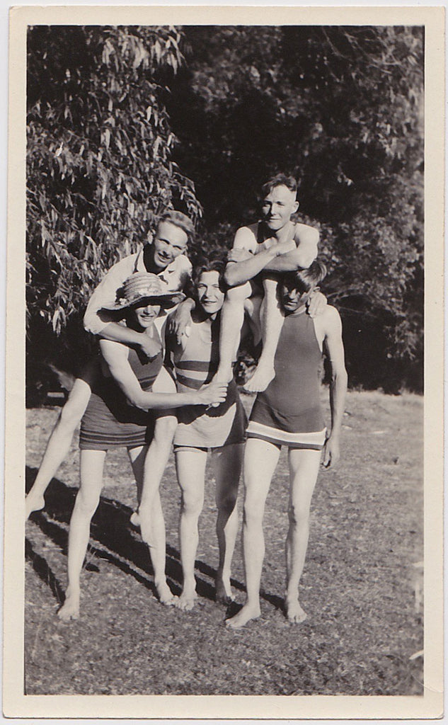 Five Guys in Swimsuits vintage photo c. 1920