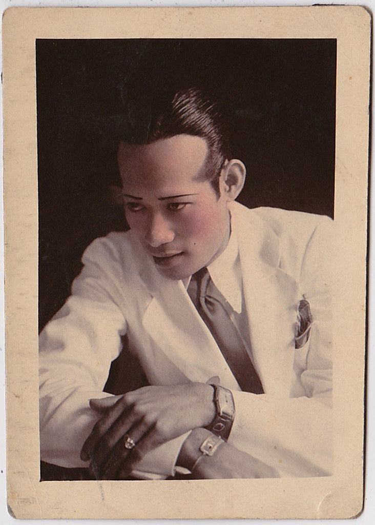 Handsome Man in White Suit, Hand Tinted