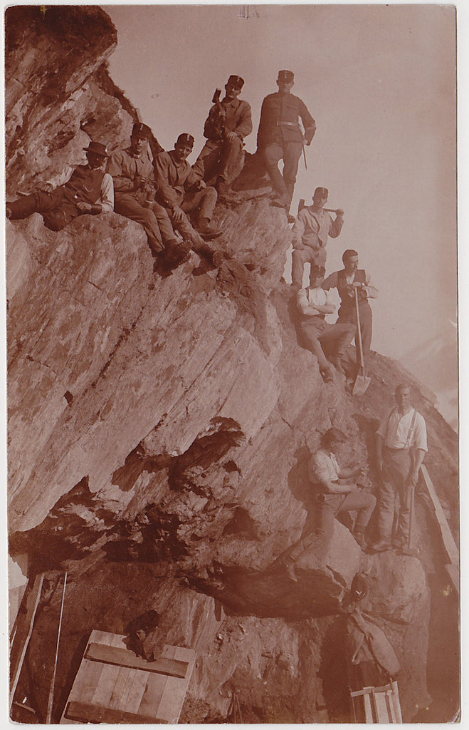 Workers at Gotthard Rail Tunnel: Real Photo Postcard