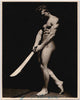 Stunning and dramatic image of Ray Andersen holding a big sword vintage physique photo