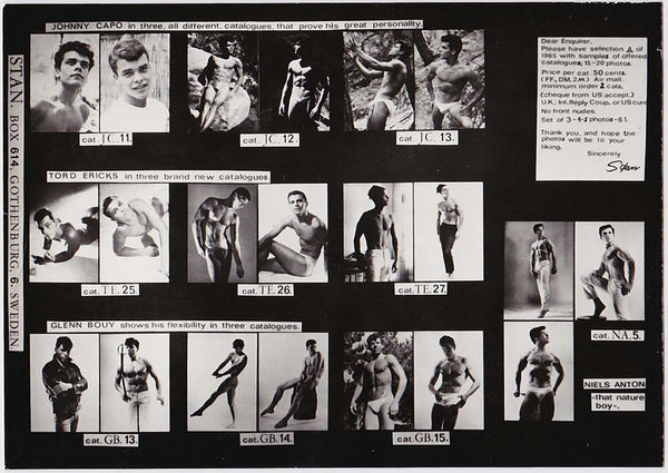 Rare original physique model catalog sheet, by Stan of Sweden.