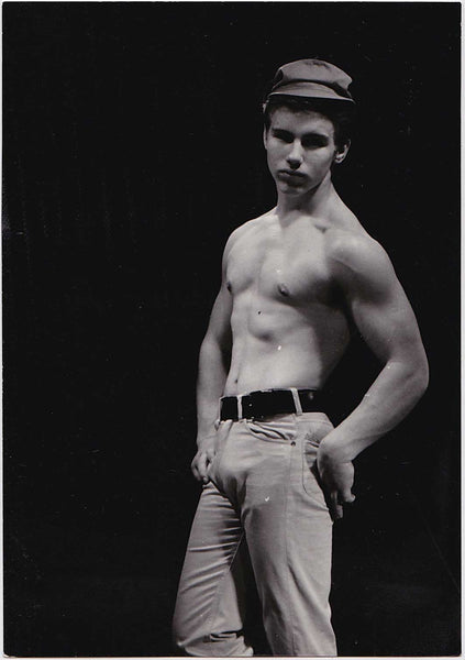 Rare original vintage photo of an unidentified model wearing tight jeans and a cap, by Stan of Sweden.