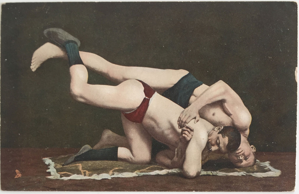Wrestlers: Tuck's Photochrome Postcard 4490