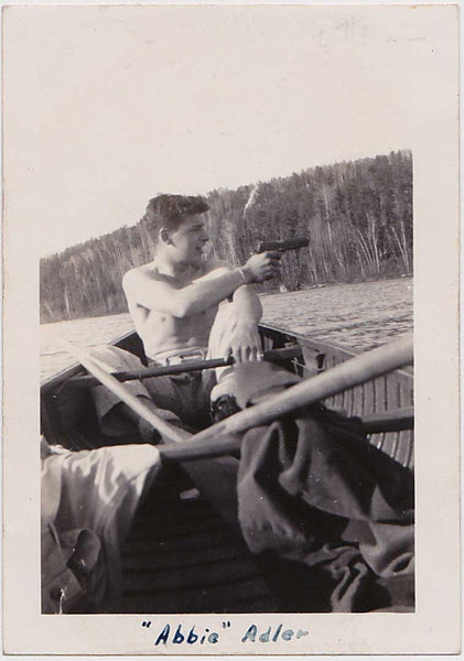 vintage photo shirtless man Abbie Adler Pointing Gun