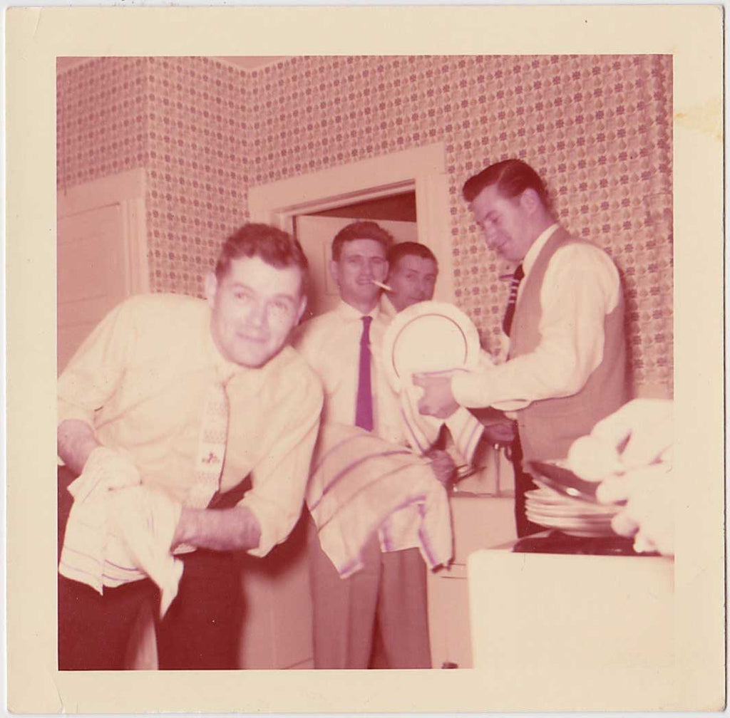 Five Men in the Kitchen vintage gay color photo