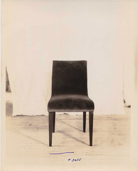 Elegant slipper side chair in velvet, vintage interior decor photo