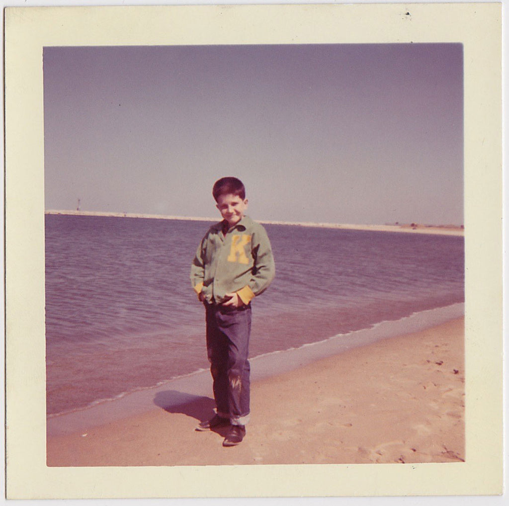 Boy wearing a "K" letter jacket.  original vintage color print on Kodak Paper,