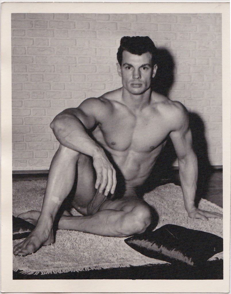 Kris Studio Male Nude: George O'Mara Sitting on Rug vintage physique photo