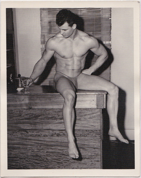 Kris Studio Male Nude: George O'Mara Lifts a Martini Glass vintage photo