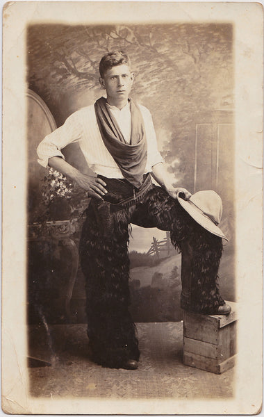 Cowboy with Large Kerchief: Real Photo Postcard