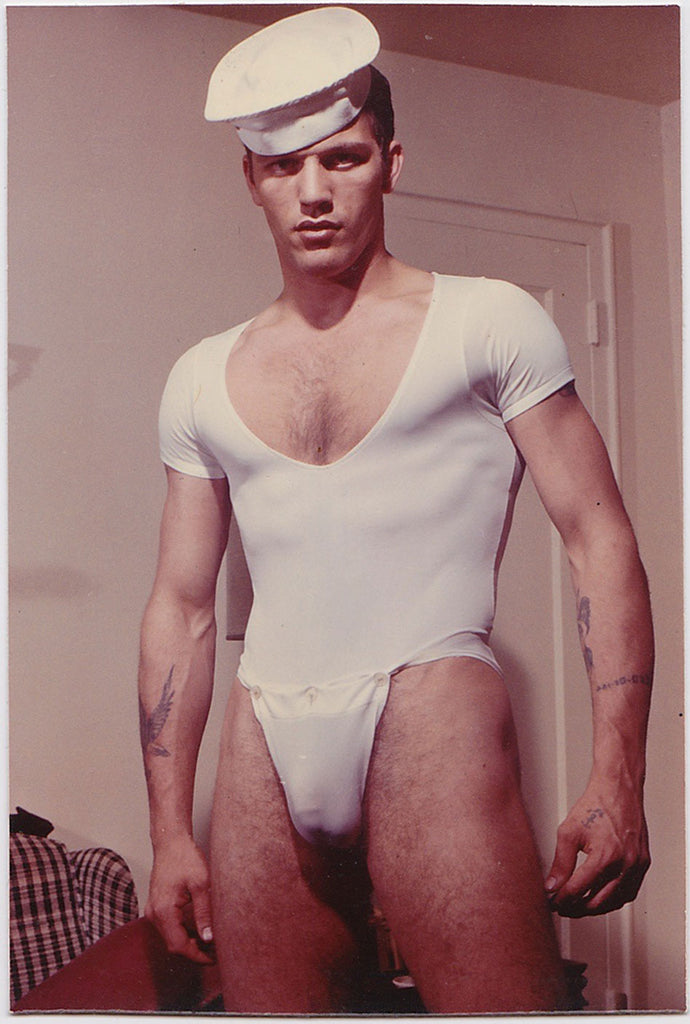 Handsome studly "sailor" Don Eastman stretches his underwear to the limit. Color photo by Champion,