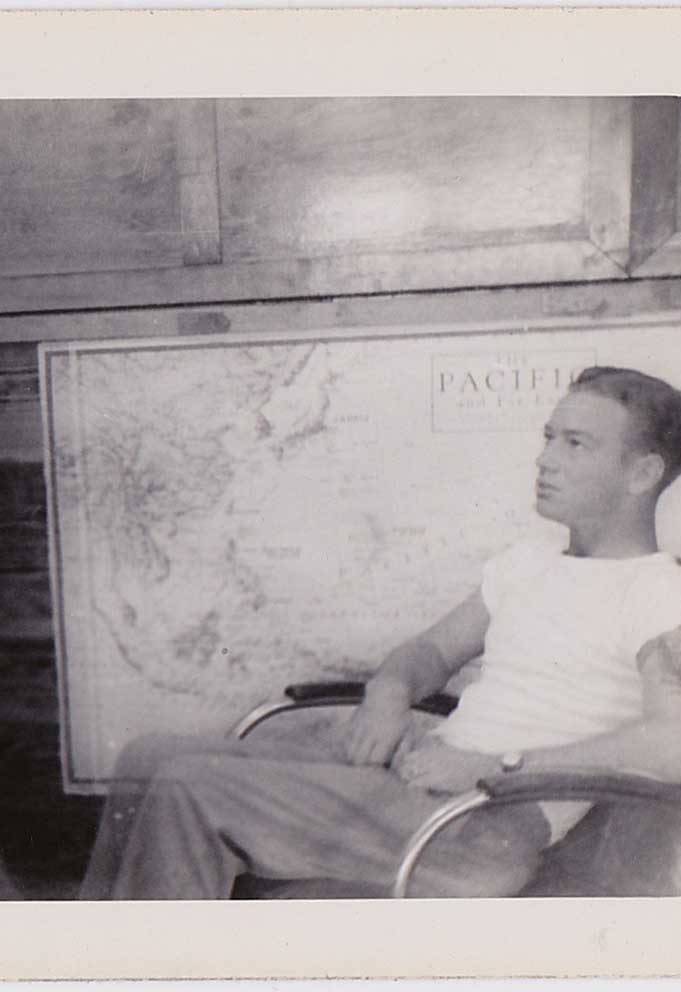 Two Men with Map of the Pacific