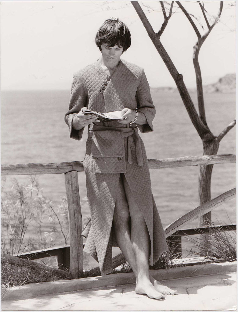 Vintage Men's Fashion photo dated 1972.  Designer: Gloria Gross, London.