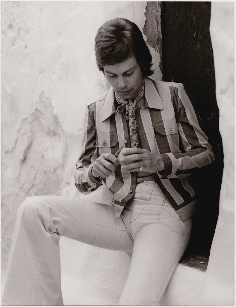 Vintage Men's Fashion photo dated 1972. Designer: ELMI, Holland. 