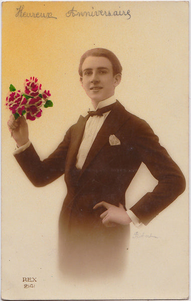 Vintage French Postcard: Happy Birthday from Robert