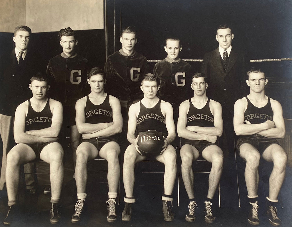 Large format vintage photo of the 1935-36 Georgetown basketball team. 