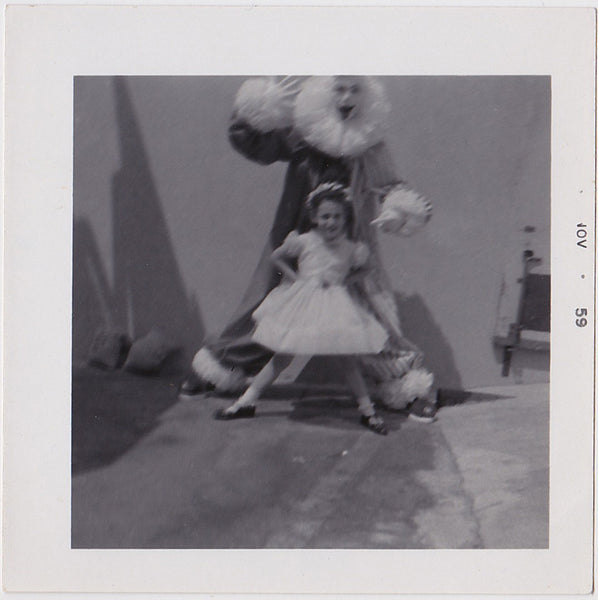 Little Girl and Clown vintage snapshot