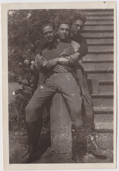 3 Young Guys Group Hug Vintage Snapshot