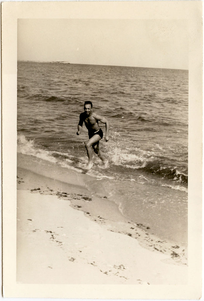 Man Running Out of Ocean vintage photo