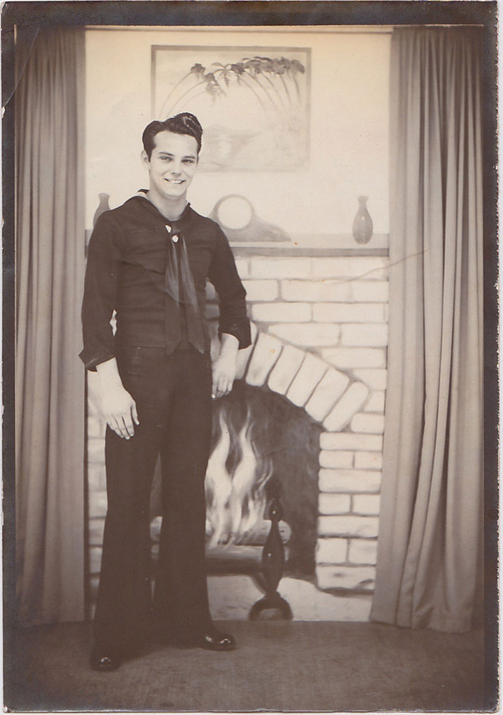 Sailor with Gumby Hairdo vintage sepia photo