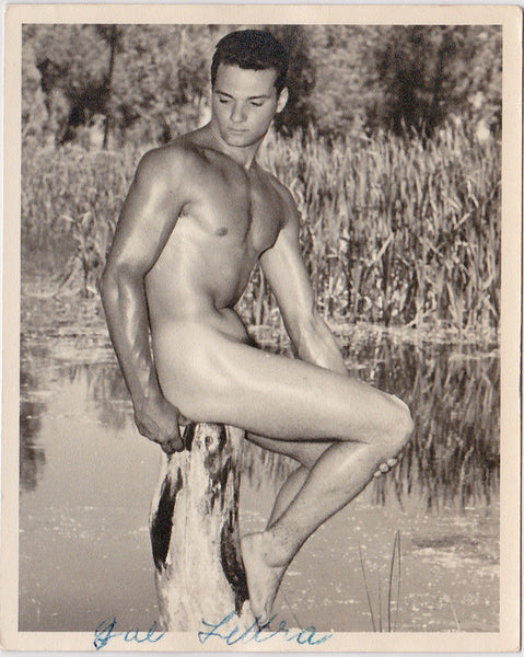 Early vintage photo by Don Whitman / Western Photography Guild. The model is identified in the bottom border and verso as Joe Lettera.
