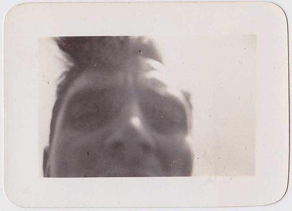 Extreme Closeup of Man with Hair Blowing vintage snapshot