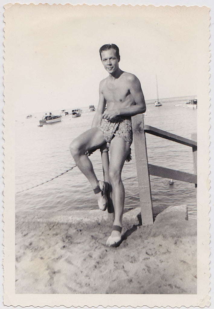 Vintage Photo: Man in Chic Beach Attire