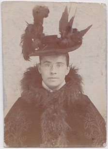 Man in fancy hat Vintage photo gloss finish, undated c. 1890.