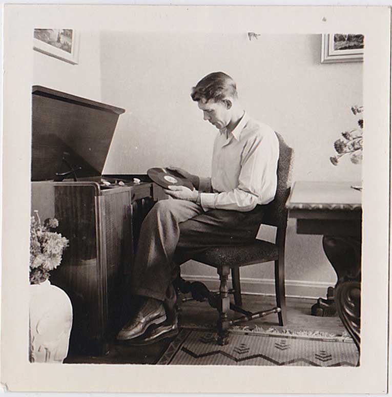 Handsome Man Playing Records vintage photo
