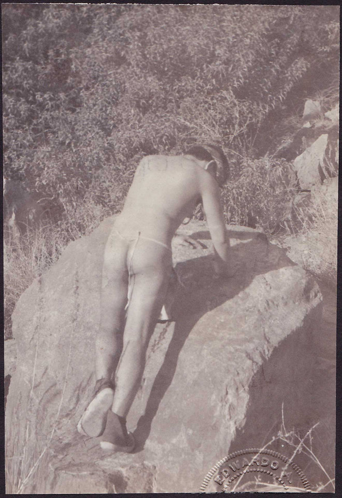 Edward McAndrews Male Nude on Boulder vintage photo