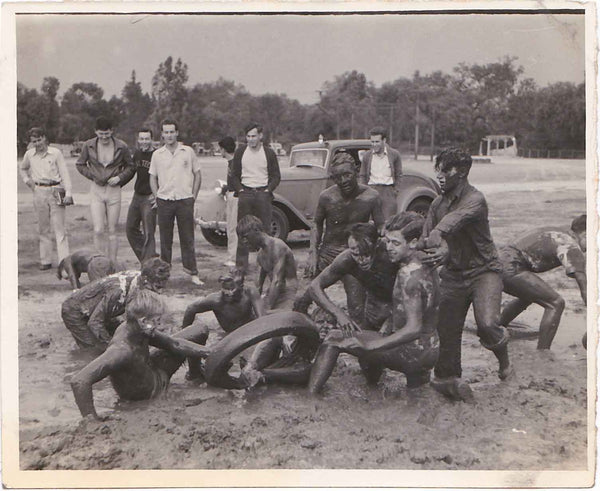 Guys Mud Wrestling vintage gay snapshot