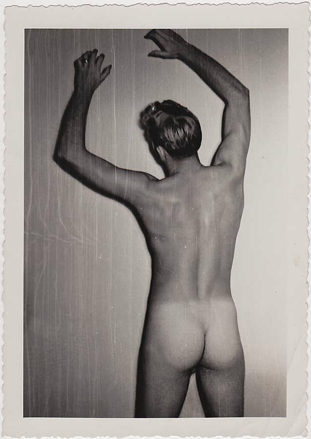 Male Nude Scratching Wall vintage photo