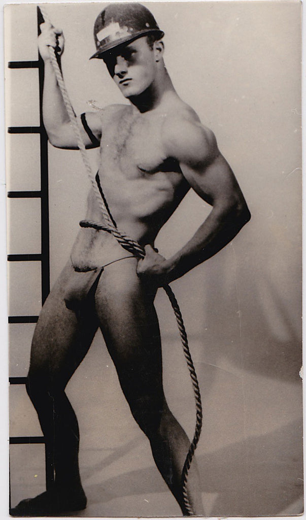 Anonymous Male Nude Holding Rope vintage photo