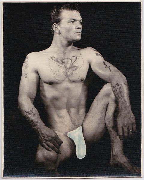 Anonymous Male Nude with Tattoos vintage photo
