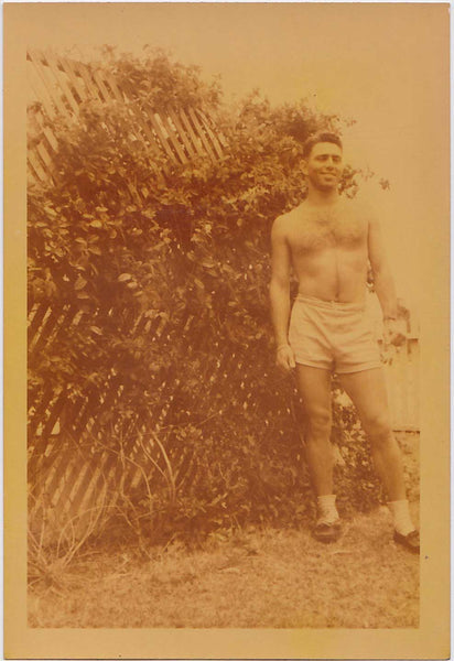 Man Posing in the Backyard vintage gay photo