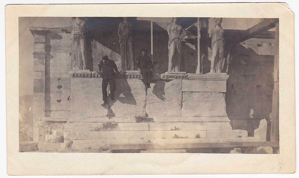 Sailors on the Porch of the Maidens vintage snapshot