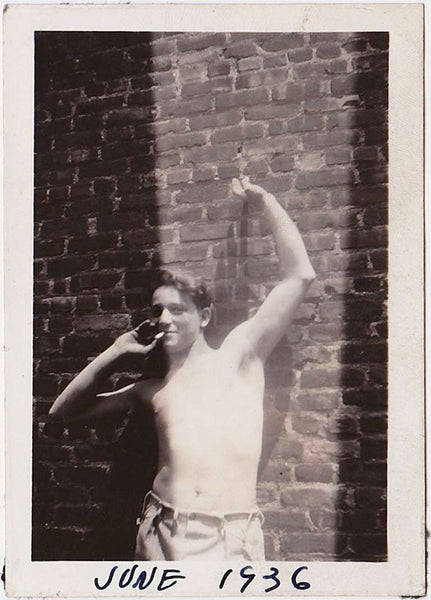Man Smoking in Shaft of Light vintage gay snapshot