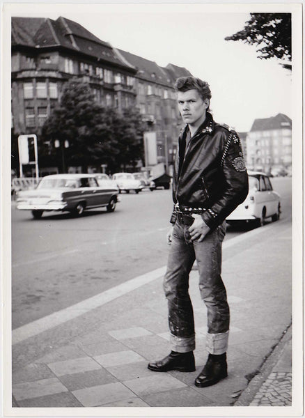 Leather Man on Berlin Street vintage gay photo