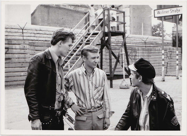 Three Guys Talking Near the Berlin Wall vintage gay photo