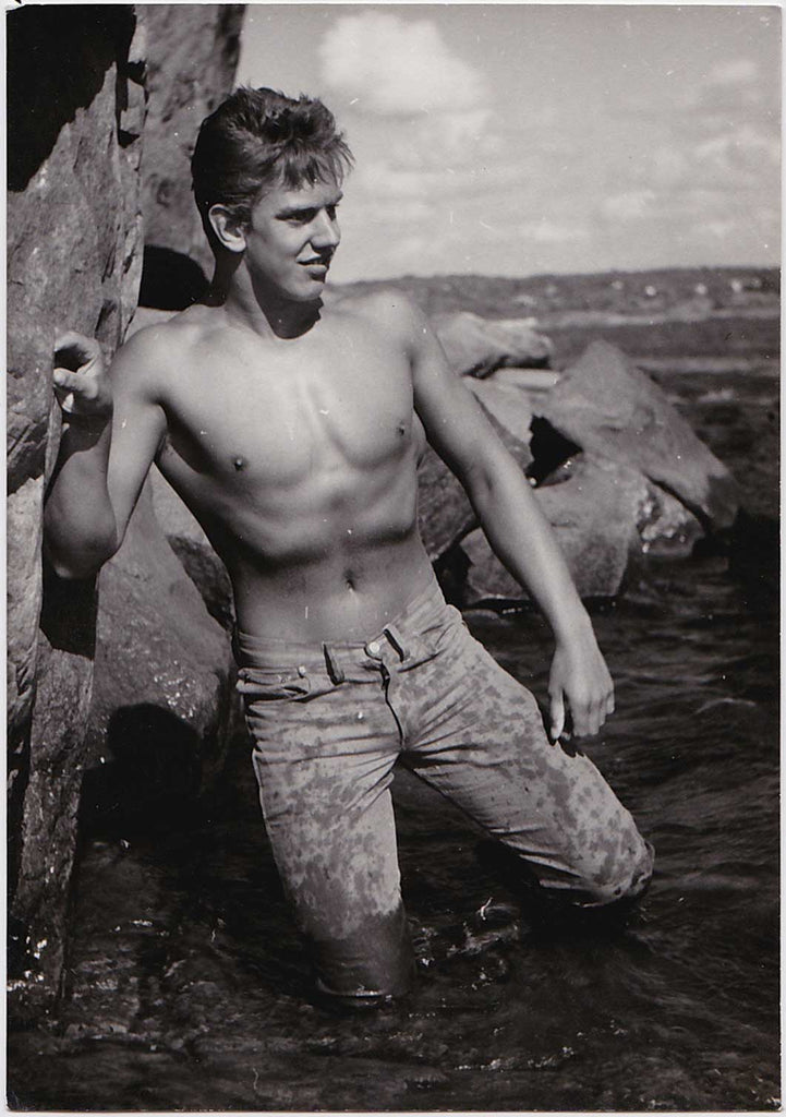 Rare original vintage photo of young Lennart Svensson in wet jeans, by Stan of Sweden.