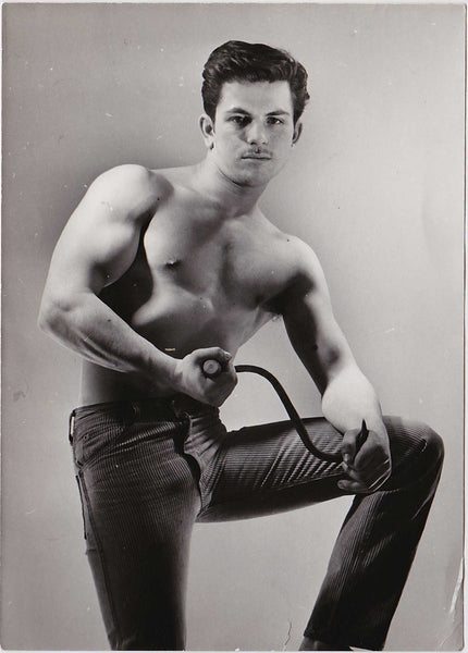 Rare original vintage gay photo of young Nils Anton holding an ice hook, by Stan of Sweden.