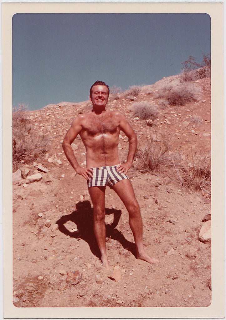 Anonymous Hairy Chested Man in desert landscape vintage photo