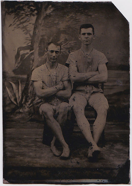 vintage tintype men in swimsuits